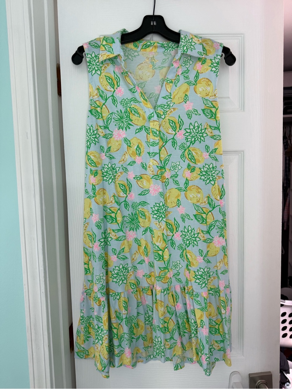 Lilly Pulitzer Riegan Sleeveless Polo Dress Lemons Size M